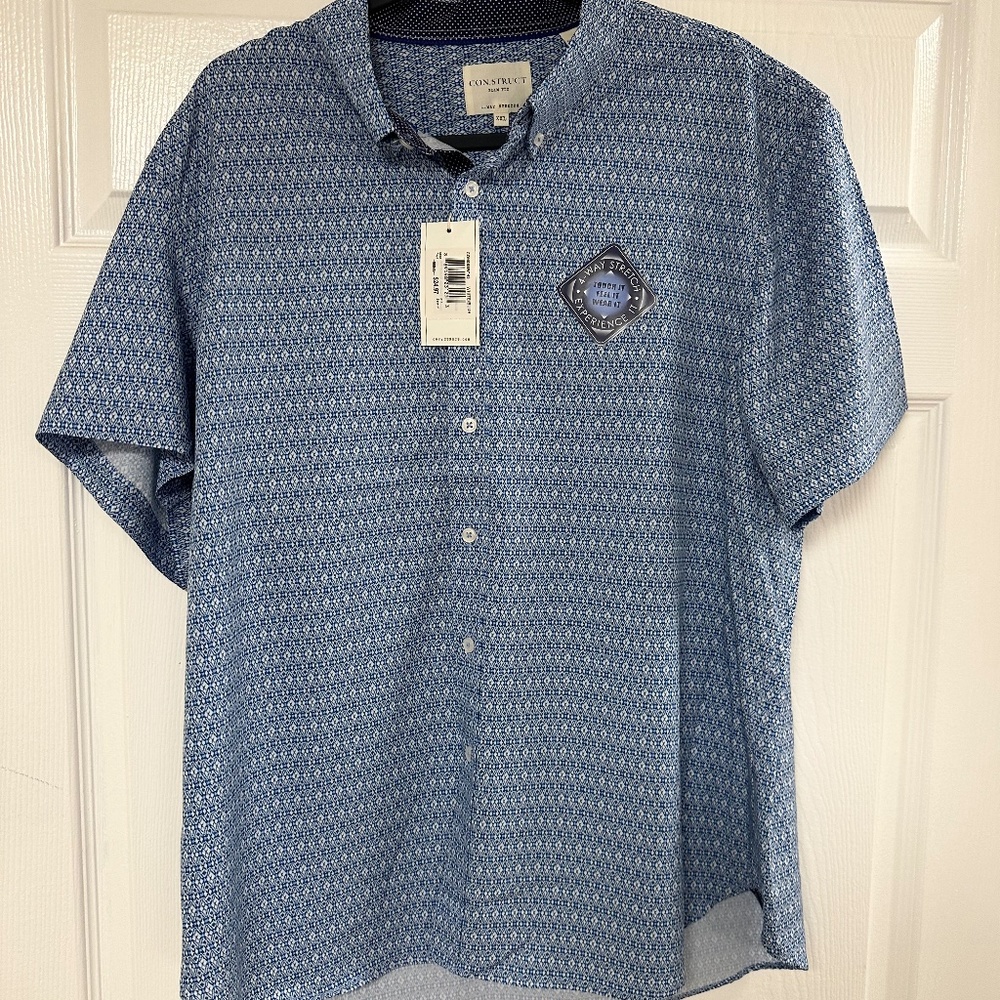 Construct short sleeve button down